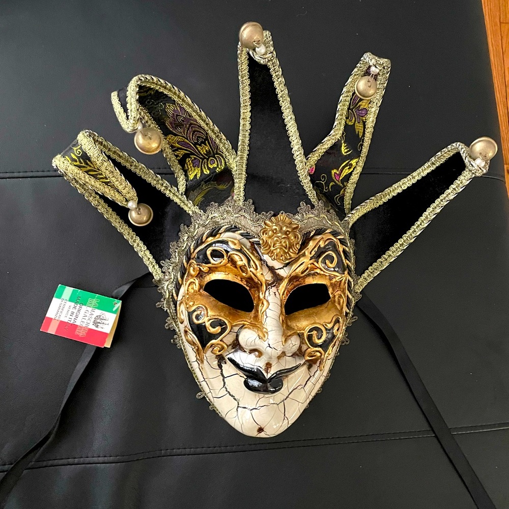 👹NWT Maschera Galeone Jester Harlequin Venetian Masquerade Festival mask Costume